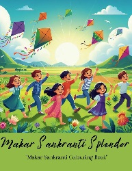 Image: 'Makar Sankranti Splendor Coloring Book'—15 festive illustrations on 8.5 x 11-inch pages. From simple to slightly challenging, the joyous celebration of Makar Sankranti | Paperback| 32 pages | by Shivanya M (Author) | Publisher: Independently published (December 12, 2023)
