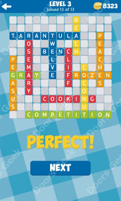 Cheats, Solutions for Level 3 in 13 Word Connect by Second Gear Games