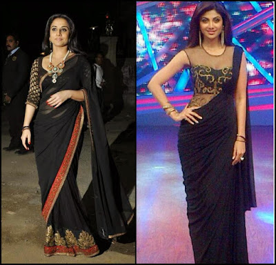 Black Dress, Black Saree, Vidhya Bala & Shilpa Shetty in Black Saree