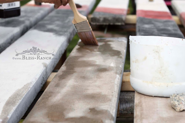 Cement Plant Topped Farmhouse Patio Table, Bliss-Ranch.com