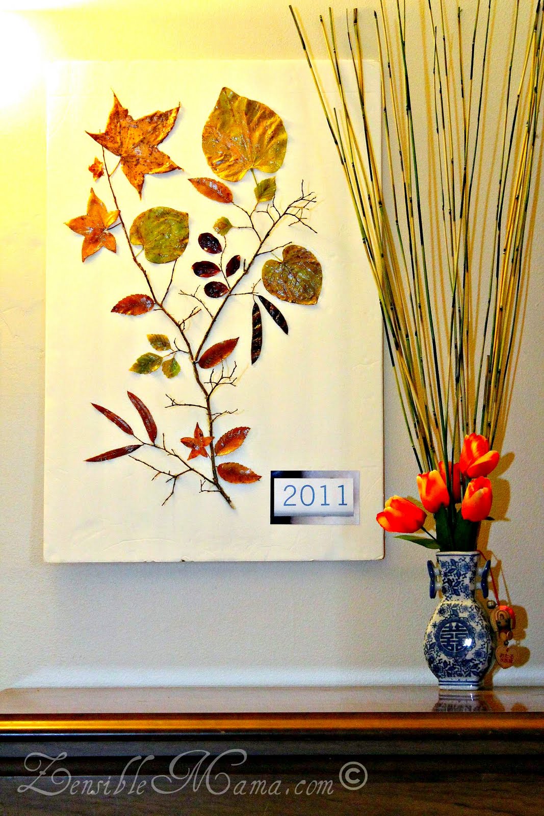 Zensible Mama: DIY: Fall Leaf and Tree Branch 3D Wall Art Poster