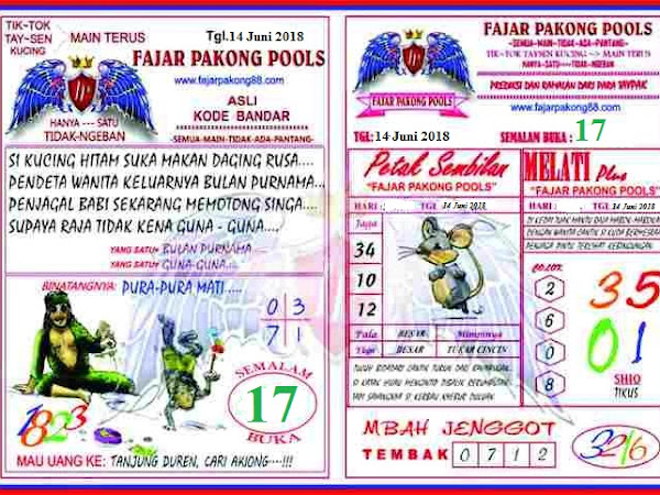 Kode Syair Fajar Pakong 15 Juni 2018