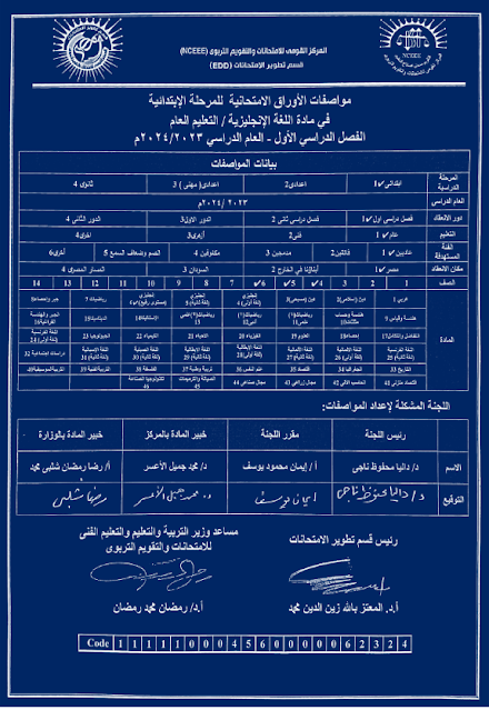  مواصفات امتحانات اللغة الإنجليزية " حكومي و لغات"  لفرق ابتدائي 2024 %D8%A7%D9%86%D8%AC%D9%84%D8%B4_001