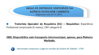 Sine de Candiota divulga vaga de emprego com transporte intermunicipal de Pinheiro Machado