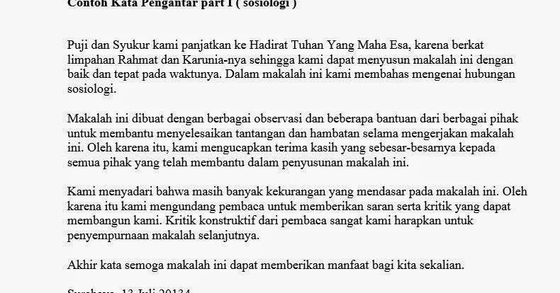 Contoh Kata Pengantar Laporan Proposal yang Baik dan Benar 