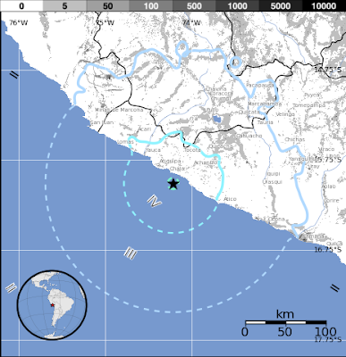 Sismo de 5,8 grados en la costa sur de Perú, el 29 de junio 2015