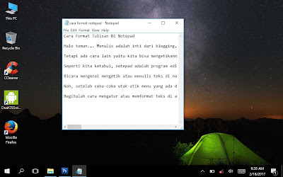 Cara memformat teks di notepad