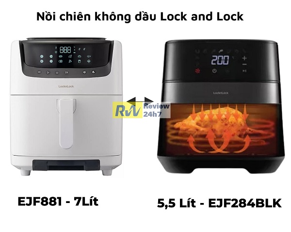 Thông số nồi chiên không dầu Lock and Lock loại EJF881 - 7Lít và EJF284BLK - 5,5 Lít