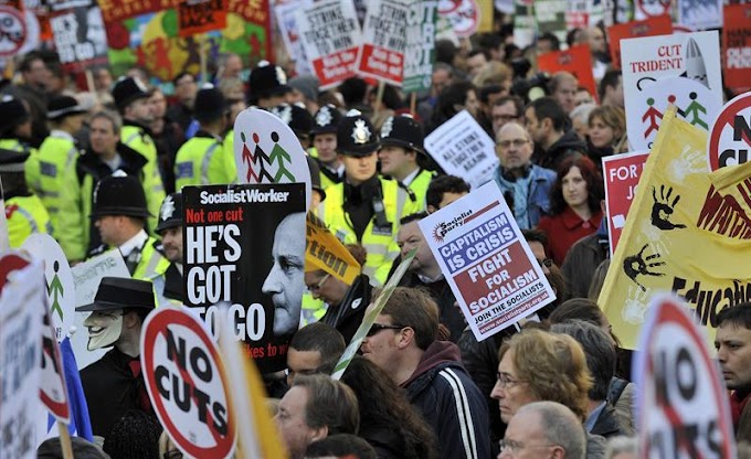 Protestan miles de trabajadores contra reformas a pensiones en GB