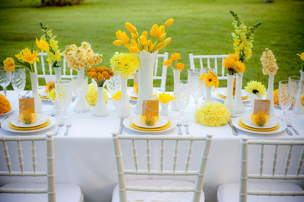 Check out this outdoor yellow themed bridal shower simple yet bold and fun