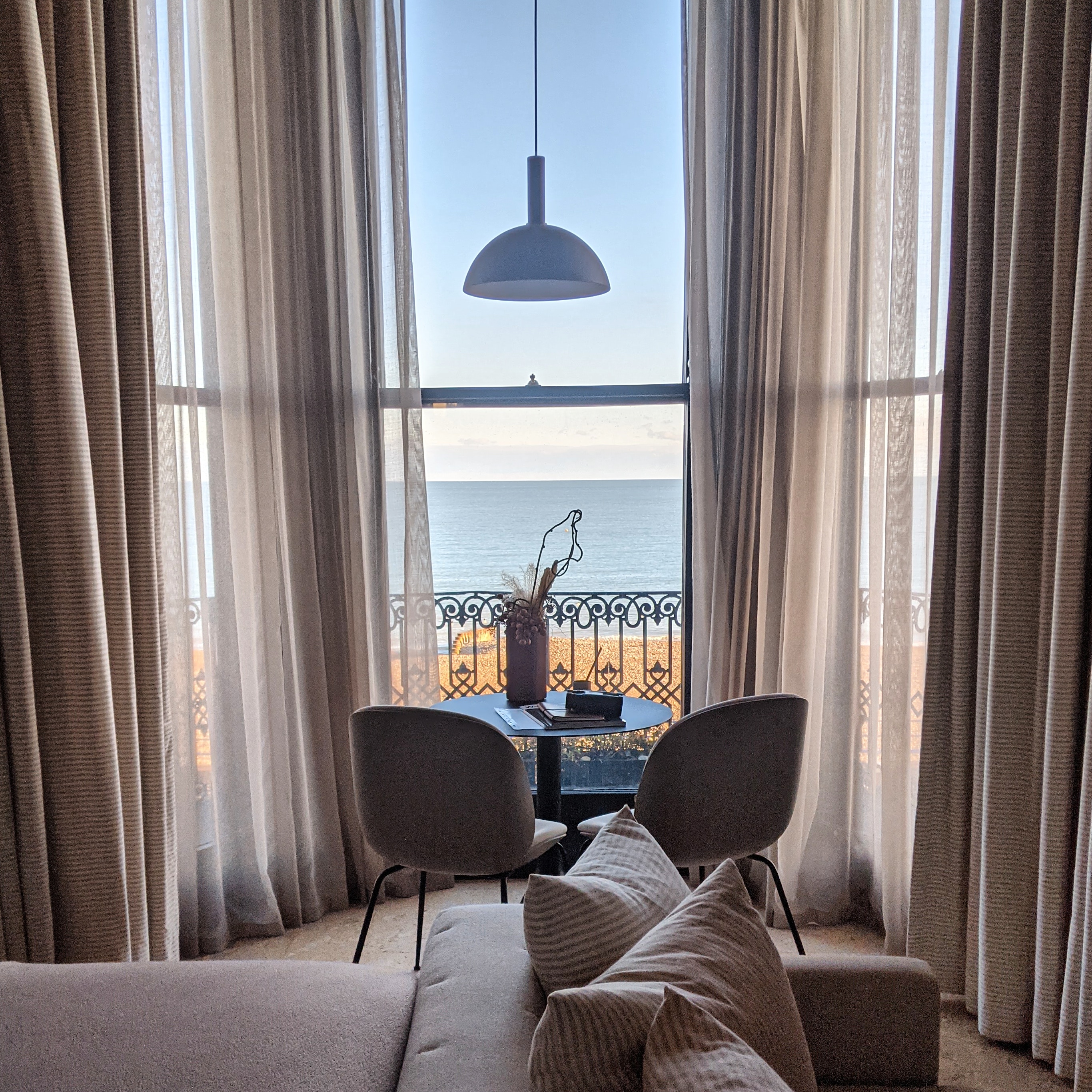 studio apartment at port hotel in eastbourne with views out across the beach