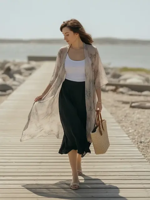 Layer With a Light, Open Weave Kimono or Duster