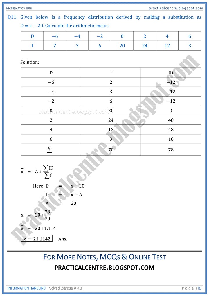 information-handling-exercise-4-3-mathematics-10th