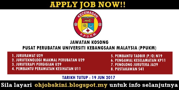 Jawatan Kosong Pusat Perubatan Universiti Kebangsaan Malaysia (PPUKM)