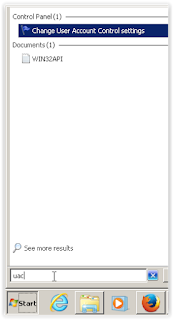 Pencarian UAC di Start Menu