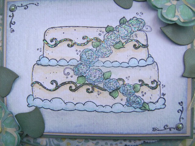 used kco paper magnolia cake and wording stamps inside and out 
