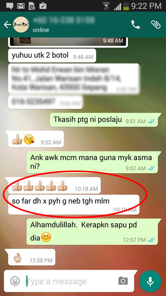 Testimoni Minyak Herba Asma  Seni Rimba Kraf