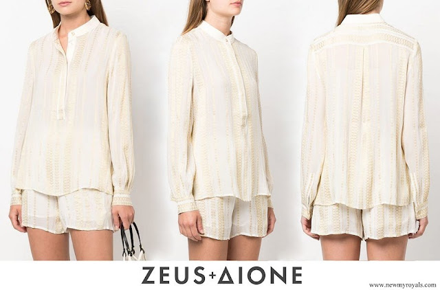 Queen Maxima wore Zeus+Dione embroidered long-sleeve blouse