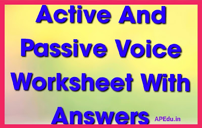 Active And Passive Voice Worksheet With Answers