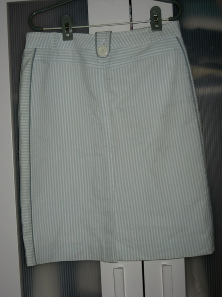 white knee length skirt. Stripes Knee Length Skirt