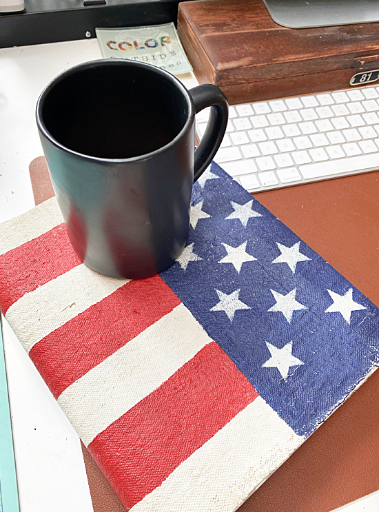 flag cover with coffee mug