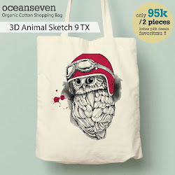 OceanSeven_Shopping Bag_Tas Belanja__Nature & Animal_3D Animal Sketch 9 TX