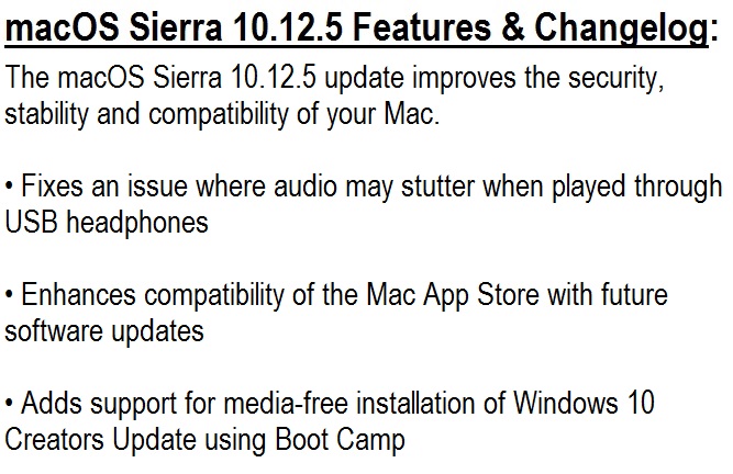 macOS Sierra 10.12.5 Features and Changelog