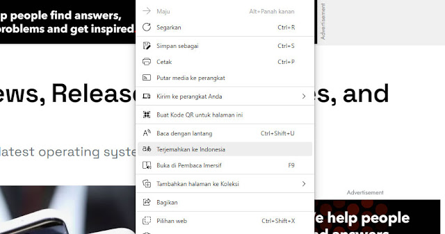 Cara Menerjemahkan Halaman Web di Microsoft Edge