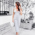 White striped Jumpsuit look 