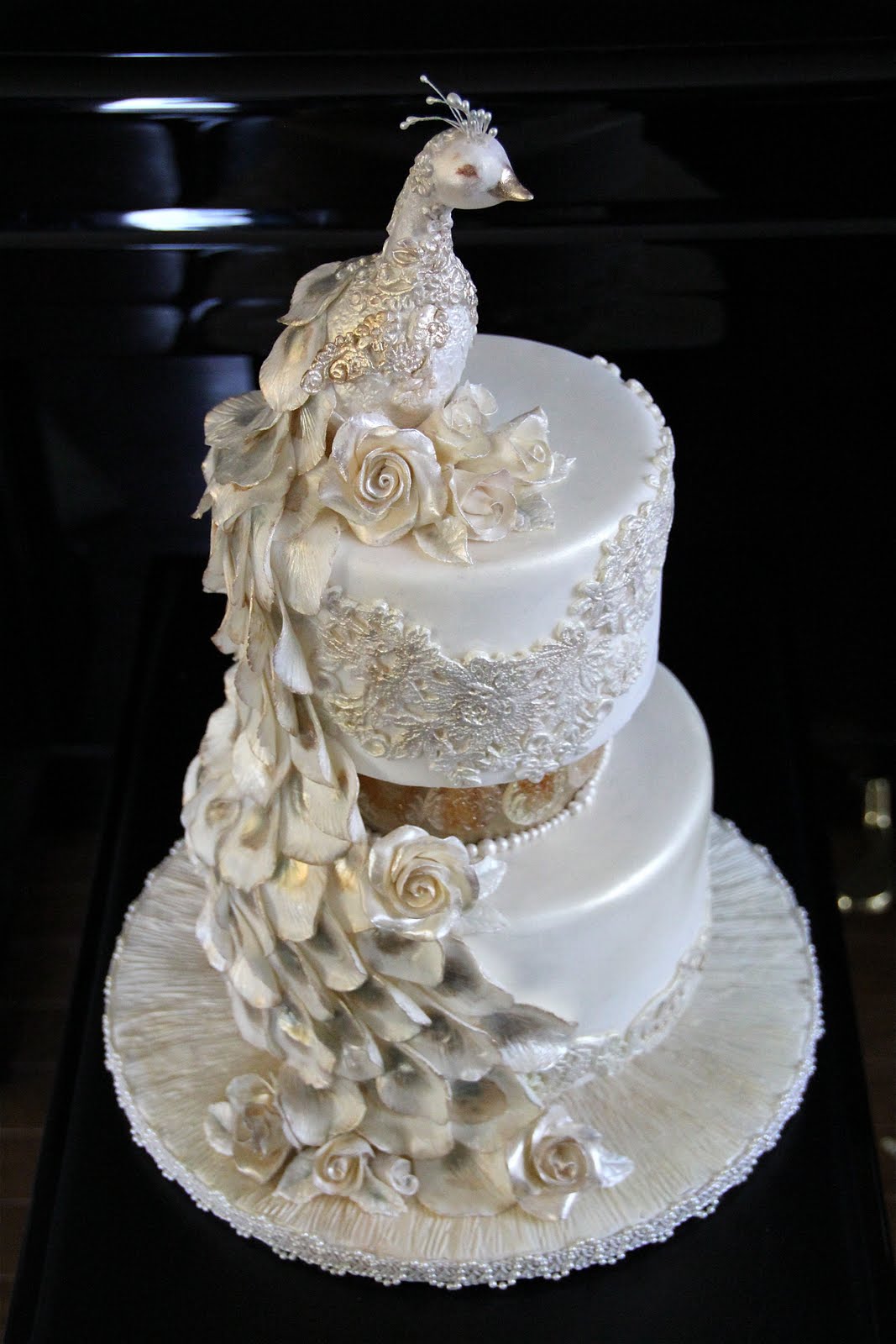 Pearl Peacock Wedding Cake