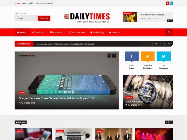 DailyTimes News and Magazine Joomla Template