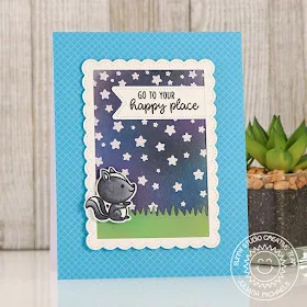 Sunny Studio Stamps: Cascading Stars Critter Campout Night Sky Framed Background Card by Juliana Michaels