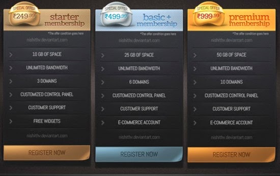 Pricing Table PSD Vol 2