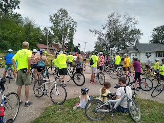 crowds of people with bicycles