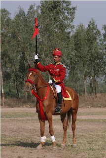 A cavalry soldier in full regalia