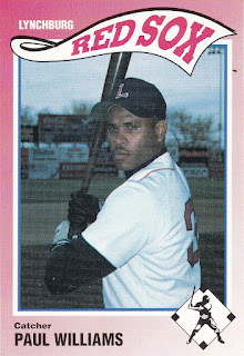 Paul Williams 1990 Lynchburg Red Sox card, Williams in batting stance