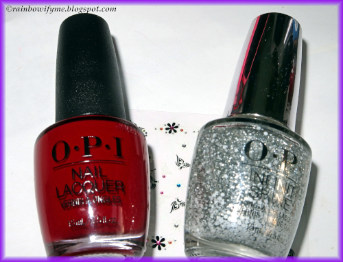 OPI: Malaga Wine and Glitter To My Heart