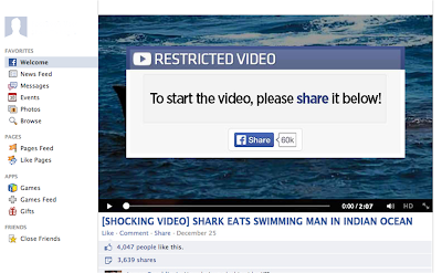 viral video shark eats a man facebook spam