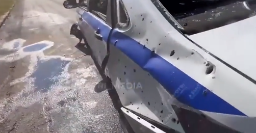 Video purports to show bombed-out police car
