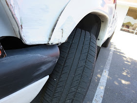 Collision damage on Dodge Dakota before repairs at Almost Everything Auto Body.