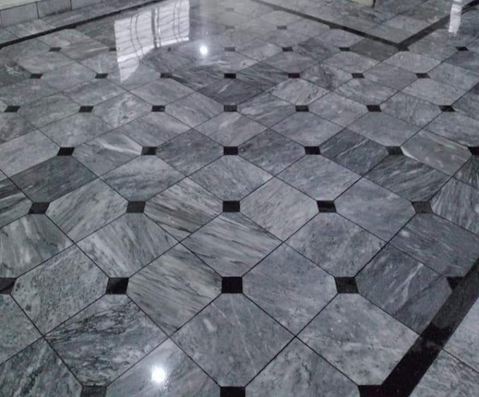 Sunny gray marble cona cut design for flooring