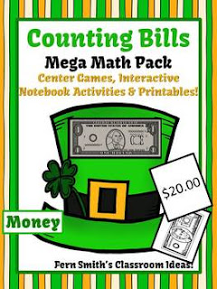 St. Patrick's Day Math Center Games & Printables Money Counting Bills
