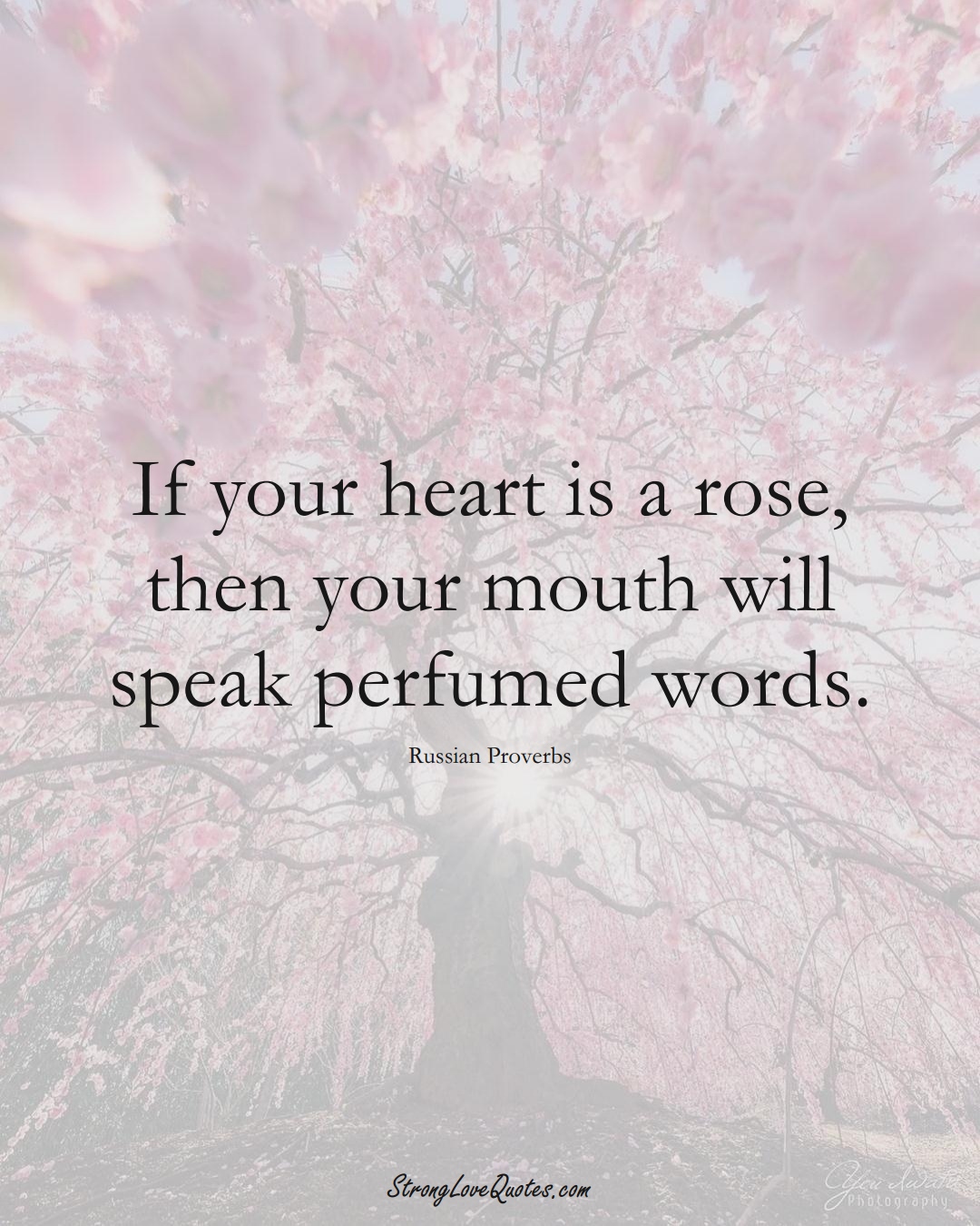 If your heart is a rose, then your mouth will speak perfumed words. (Russian Sayings);  #AsianSayings