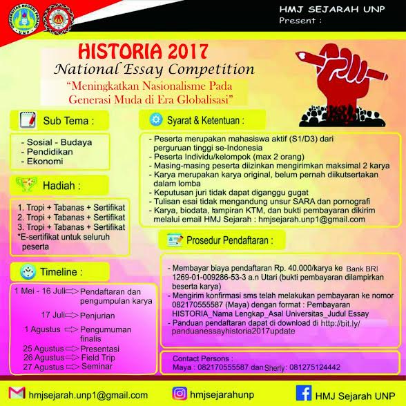 LOMBA ESAI MAHASISWA TINGKAT NASIONAL HISTORIA 2017 