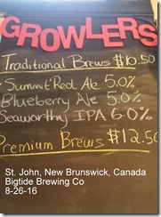 St. John, New Brunswick, Canada
Bigtide Brewing Co
8-26-16