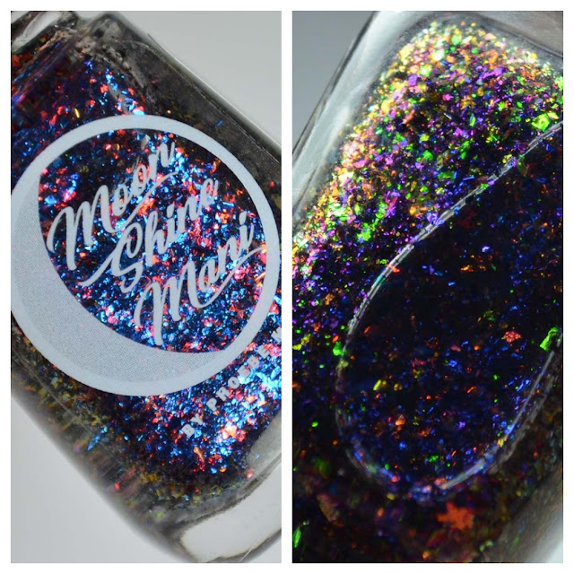 blue red flakie nail polish