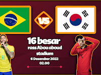 Streaming piala dunia Qatar 2022 gratis. Babak 16 besar. Brazil vs Korea Selatan 