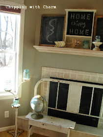 Chipping with Charm: Simple Winter Mantel 2015...http://chippingwithcharm.blogspot.com/