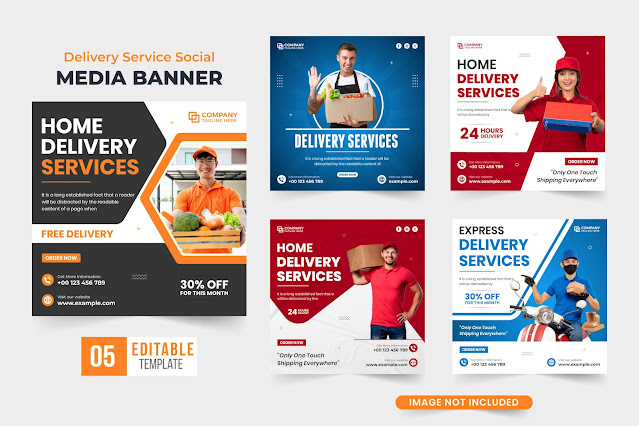 Delivery service web banner collection free download