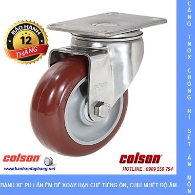 Bánh xe PU càng inox Colson Mỹ cho xe đẩy thủy sản tại Đồng Tháp banhxedaycolson.com